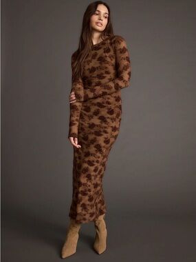 12th Tribe Casanova Brown Floral Maxi Dress